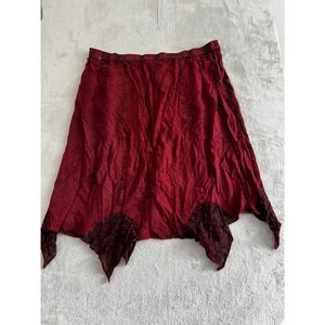 Catherines Handkerchief Hem Maxi Skirt Red 3X Whimsigoth Witchy Asymmetrical